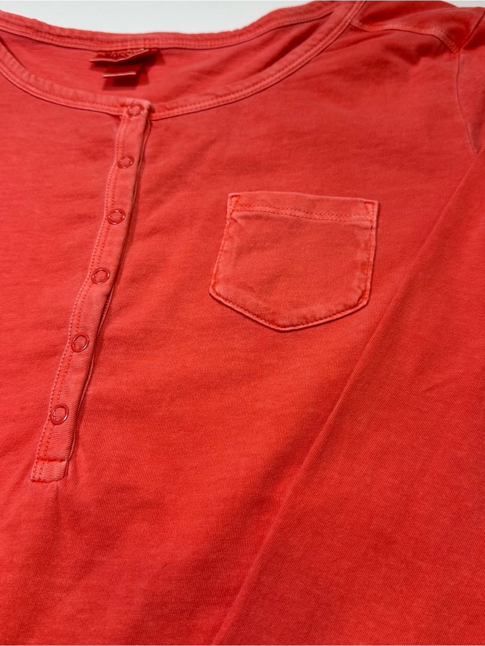 Mossimo Women’s XXL Thermal Henley Top Coral 100% Cotton - Picture 10 of 13